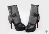 Christian Louboutin Armony Removable Grey Cuff Black Boots CL011