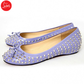 Christian Louboutin Big Kiss Studded Leather Flats Light Purple