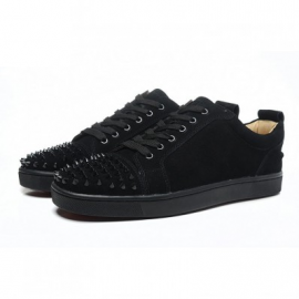 Christian Louboutin Louis Junior Spikes Mens Flat Black
