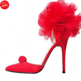 Christian Louboutin Pigalle Eugenie Satin Evening Red
