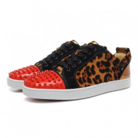 Christian Louboutin Louis Junior Spikes Mens Flat Leopard