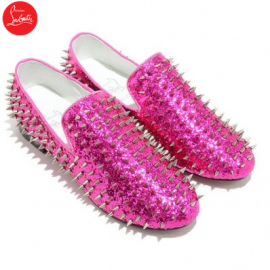 Christian Louboutin Rolling Spikes Loafers Rose Matador