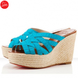 Christian Louboutin Crepon 100mm Wedges Turquoise