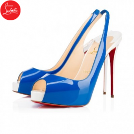 Christian Louboutin private number Blue White 120mm Patent Leath