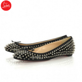 Christian Louboutin Flats Big Kiss Studded Black