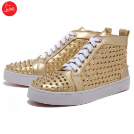 Christian Louboutin Mans Sticker Sneakers Gold