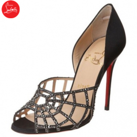 Christian Louboutin Aranea 100 Lurex Embellished Pumps Sandals Black