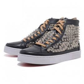 Christian Louboutin Lou Spikes Mens Flat Black Grey