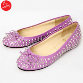 Christian Louboutin Big Kiss Studded Leather Flats Rose