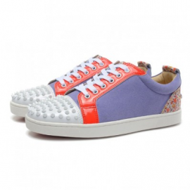 Christian Louboutin Louis Junior Spikes Mens Flat Purple White