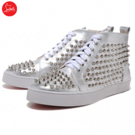 Christian Louboutin Mans Sticker Silvery Sneakers White