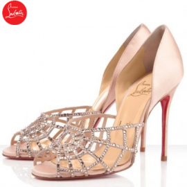 Christian Louboutin Aranea 100 Lurex Embellished Pumps Sandals Nude