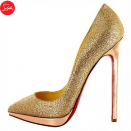 Christian Louboutin Pigalle Plato 120 Glitter Pumps Gold