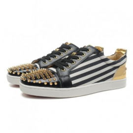 Christian Louboutin Louis Junior Spikes Mens Flat Black Gold
