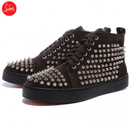 Christian Louboutin Mans Sticker Sneakers Chocolate