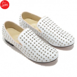Christian Louboutin Rolling Spikes Loafers White