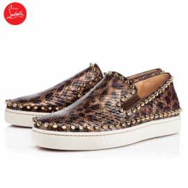 Christian Louboutin pik boat woman's flat Bronze Python Womens Sneaker