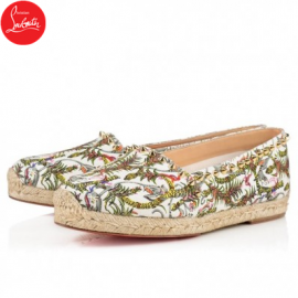Christian Louboutin ares flat Ivory Cotton Womens Espadrilles Fl