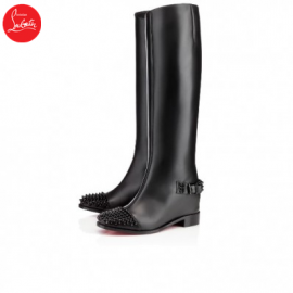 Christian Louboutin egoutina flat Black Leather Womens Tall Boot