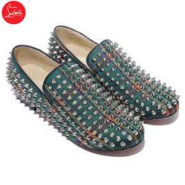 Christian Louboutin Rolling Spikes Loafers Green