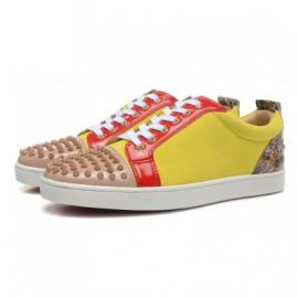 Christian Louboutin Louis Junior Spikes Mens Flat Lemon Red