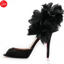Christian Louboutin Pigalle Eugenie Satin Evening Black