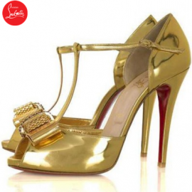 Christian Louboutin Archidisco 120 T-Bar Sandals Gold