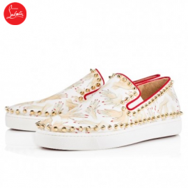 Christian Louboutin pik boat woman's flat White Cotton Womens Sneaker