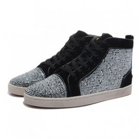 Christian Louboutin Louis Black Strass Mens Flat